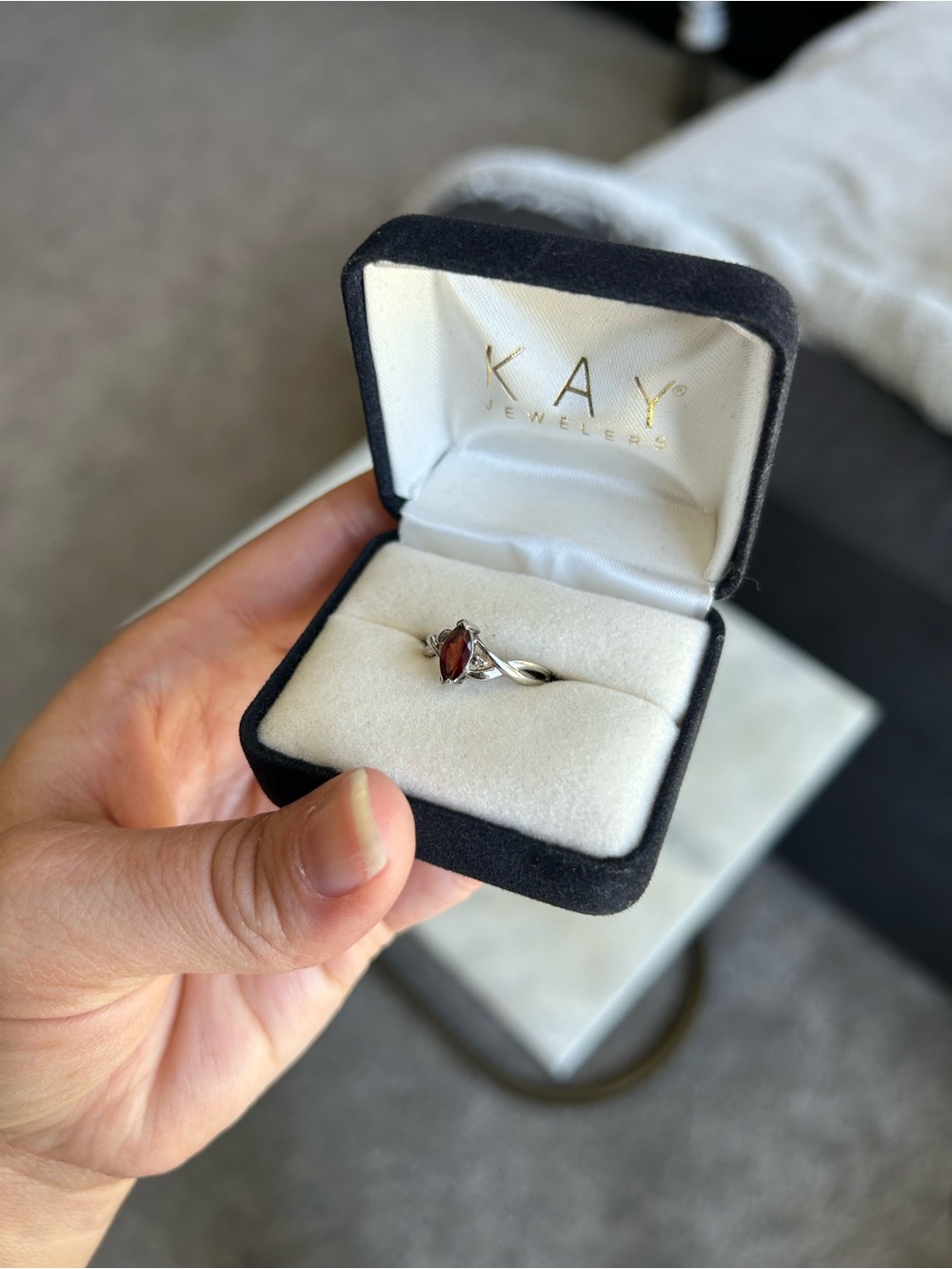 Kay Jewelers Silver Ring with Marquise Garnet - Red Stone - Picture 6 of 7